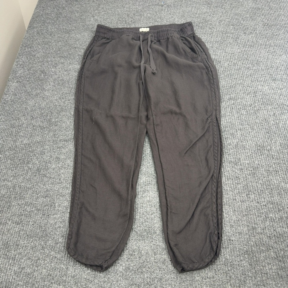 Lou & Grey Pants Womens M Gray Linen Viscose Elastic Waist Joggers Casual Boho
